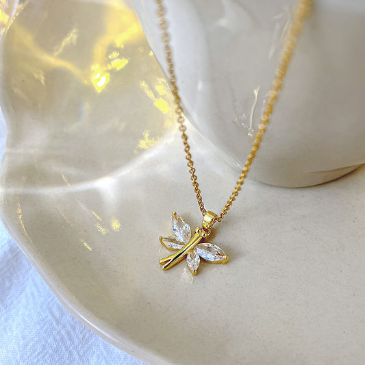 Collana rondine acciaio zirconi