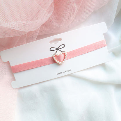 Collana Choker Charm Cuore Perla