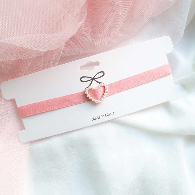 Collana Choker Charm Cuore Perla