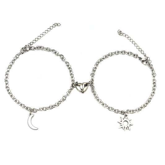 Bracciale coppia sole luna acciaio
