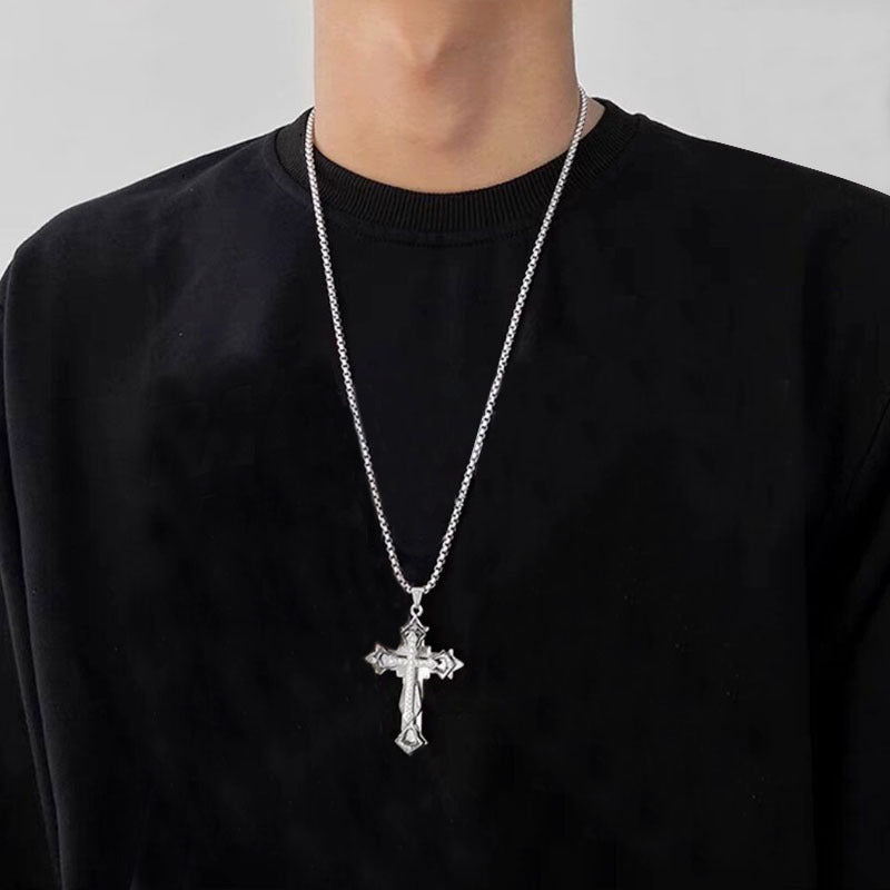 Collana croce diamante titanio
