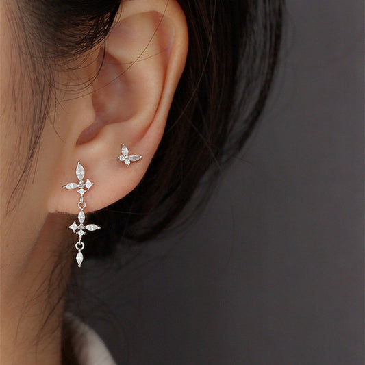 Orecchini Farfalla Diamante Argento