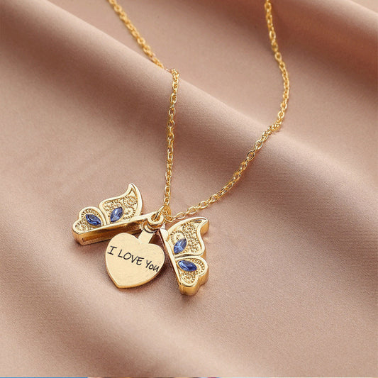 Collana medaglione farfalla apribile