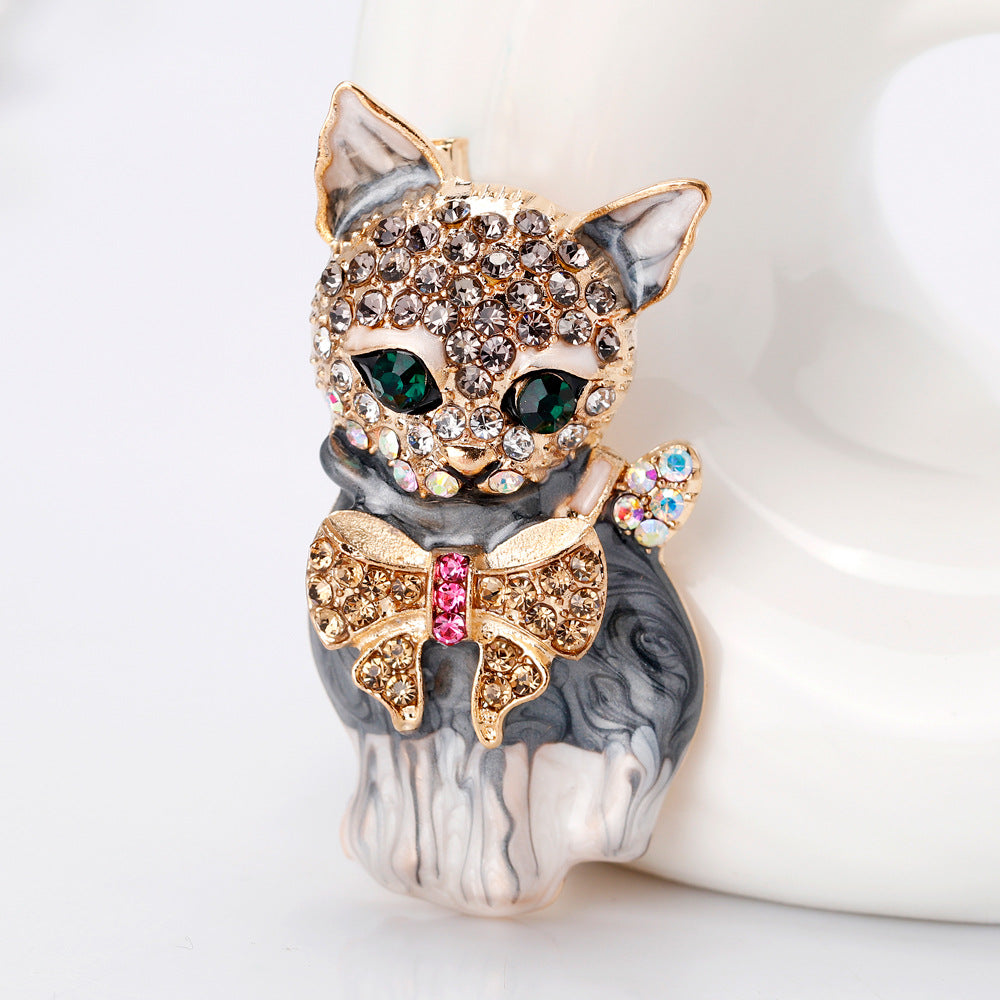 Spilla gattino occhi verdi
