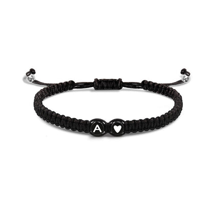 Bracciale intrecciato cuore e lettere
