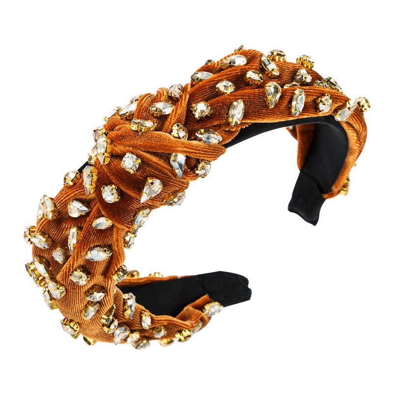 Fascia capelli velluto oro e strass