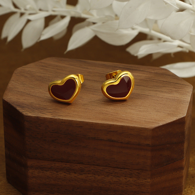Orecchini cuore rosso vino