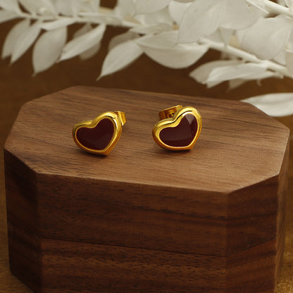 Orecchini cuore rosso vino