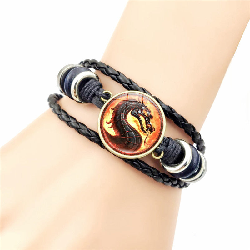 Bracciale pelle intrecciata vintage