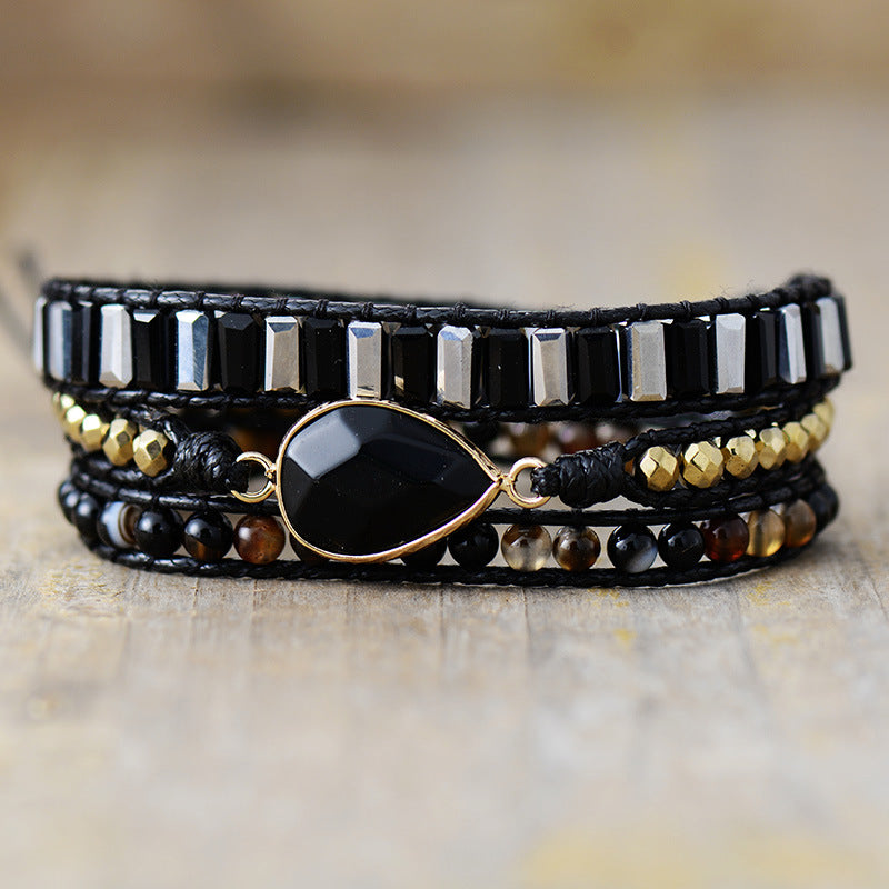 Bracciale cuoio e pietra