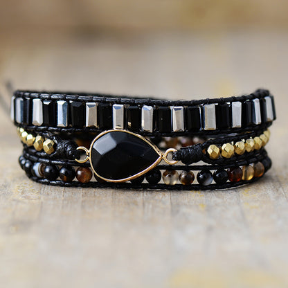 Bracciale cuoio e pietra