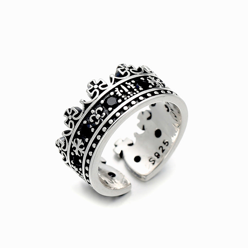 Anello Argento Zirconi Neri