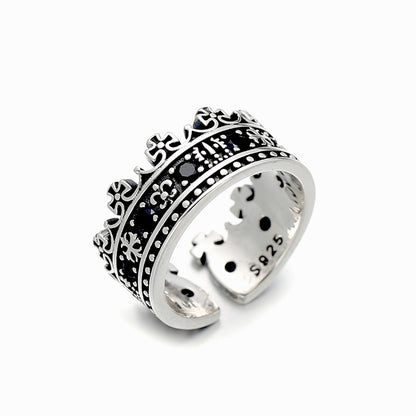 Anello Argento Zirconi Neri