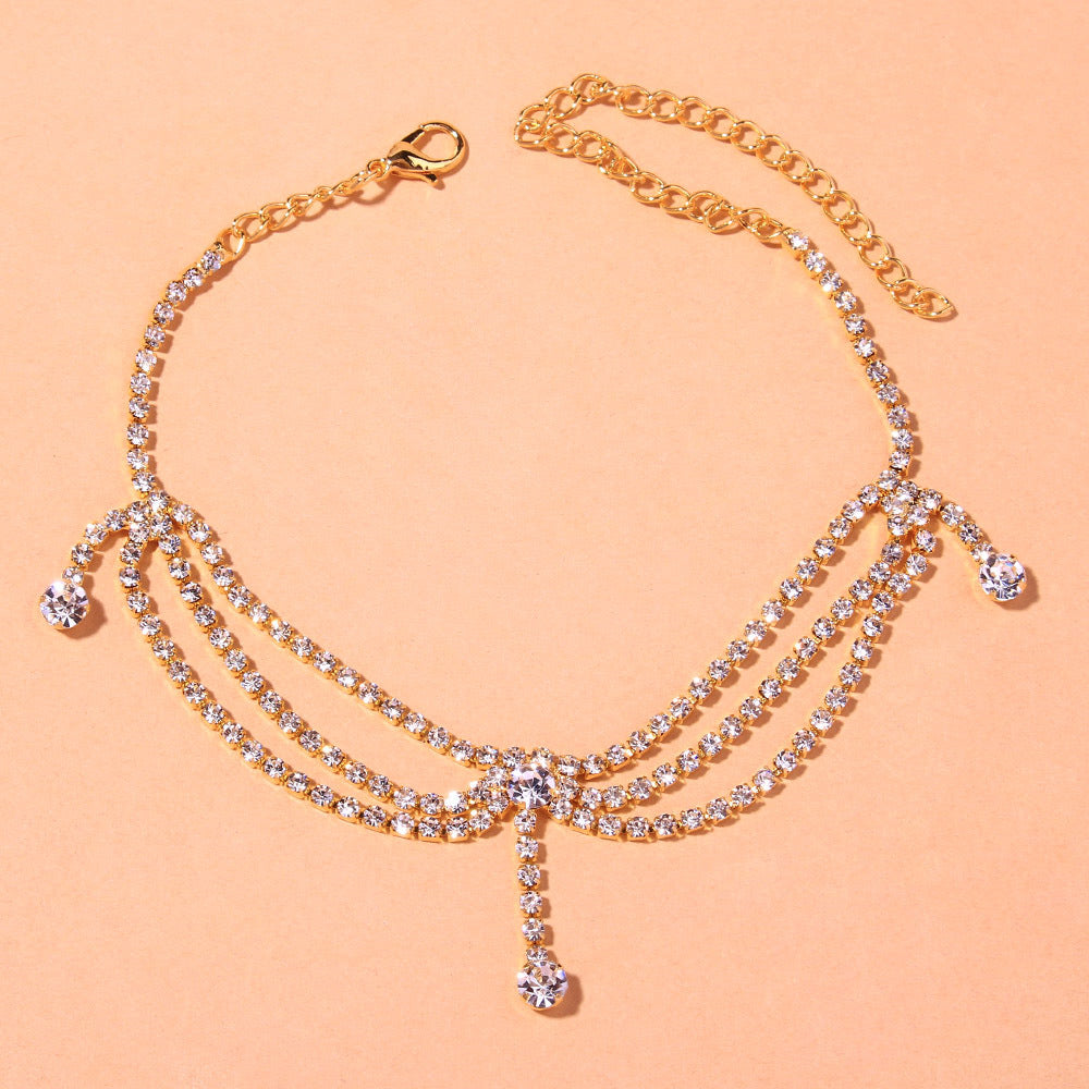 Cavigliera strass multi-strato