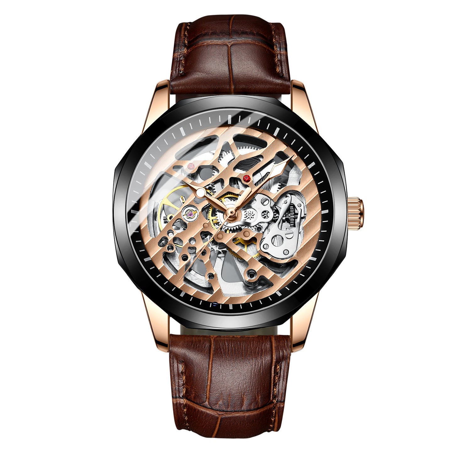 Orologio meccanico automatico uomo con quadrante scheletrato