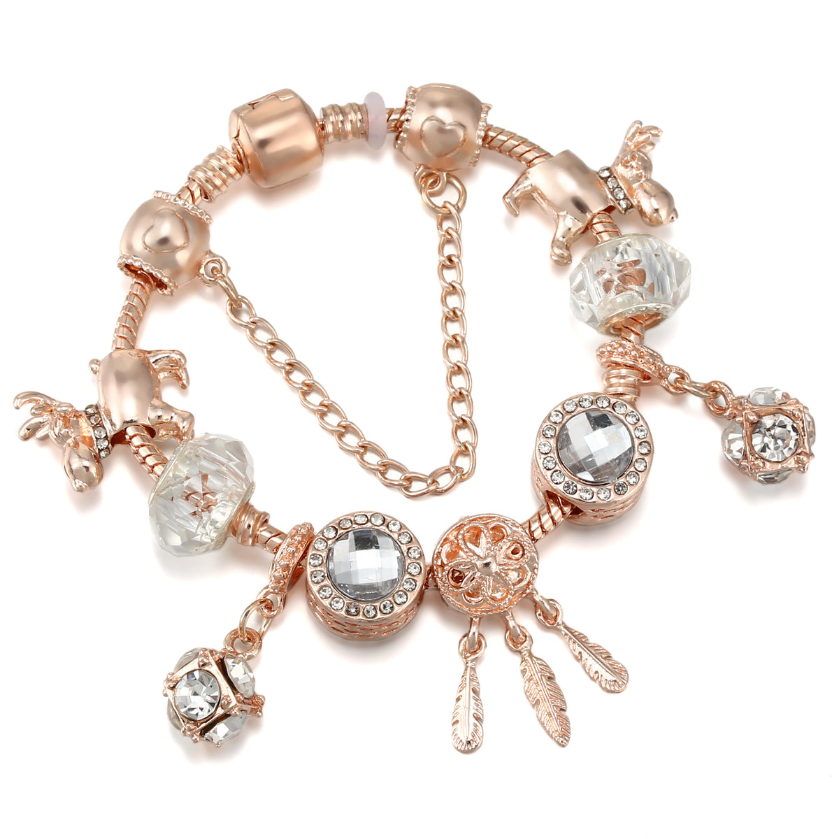 Braccialetto charm nappa oro rosa