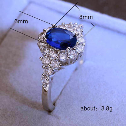 Anello zircone blu oro