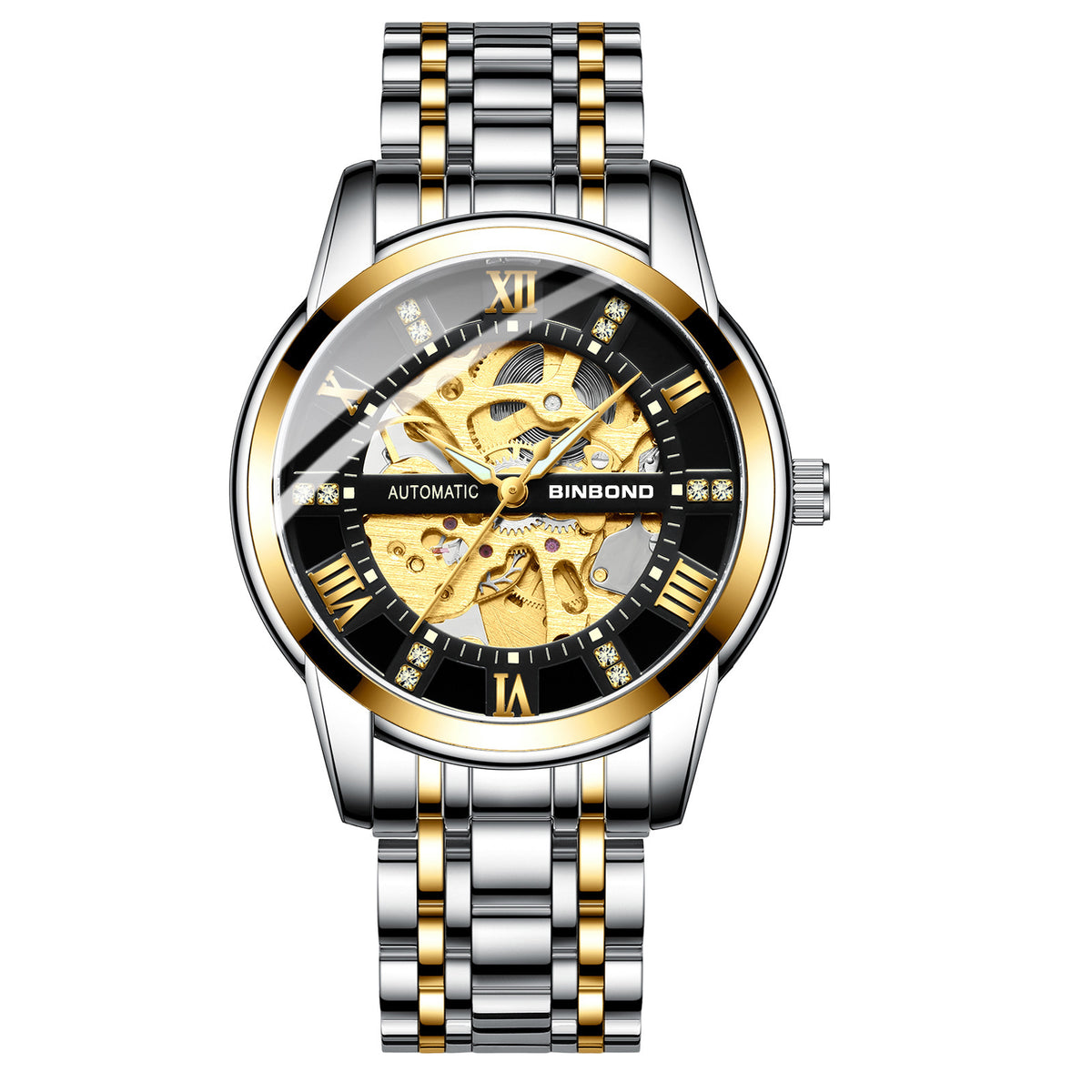 Orologio meccanico automatico da uomo luminoso