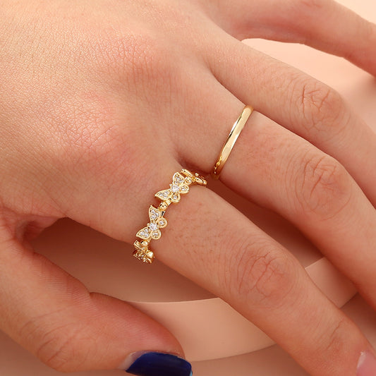 Anello farfalla zircone regolabile