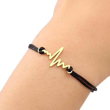 Bracciale corda nera acero