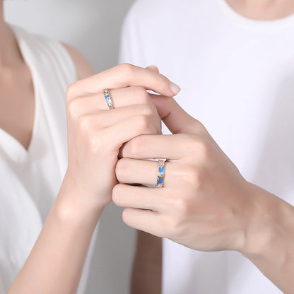Anello coppia luna e loto