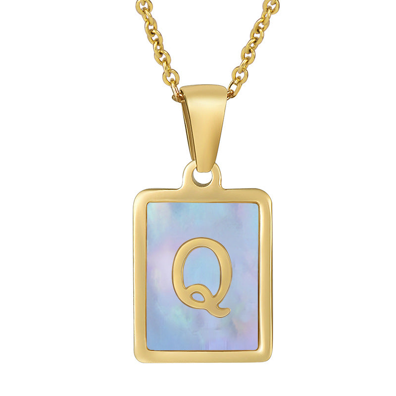 Collana titanio con lettera e conchiglia