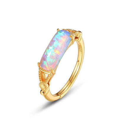 Anello opale argento iridescente