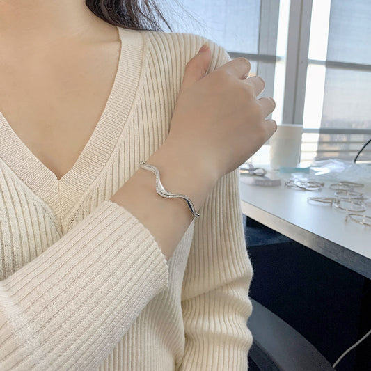 Bracciale argento onde geometriche