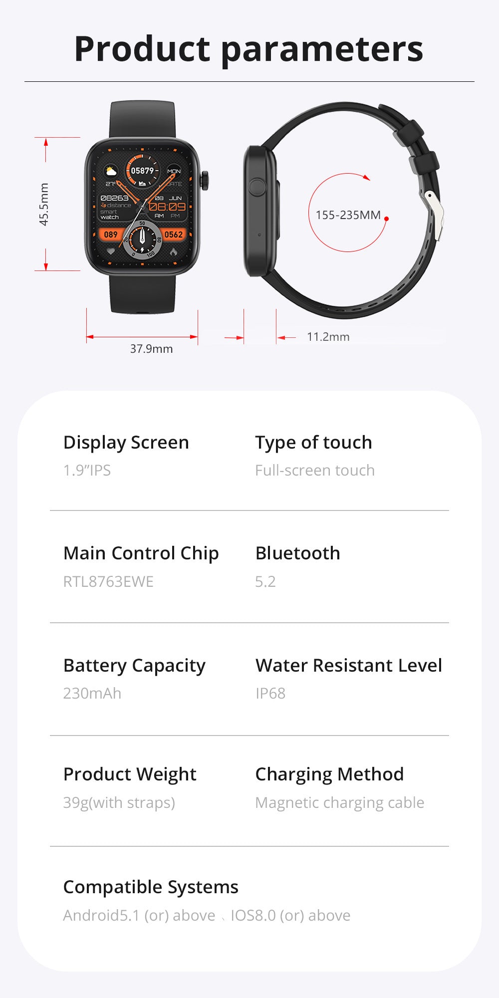Smartwatch Impermeabile sportivo