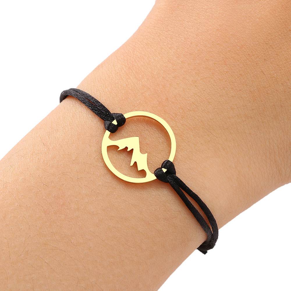 Bracciale corda nera acero