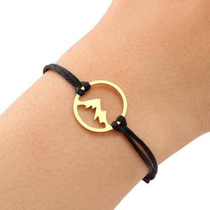 Bracciale corda nera acero