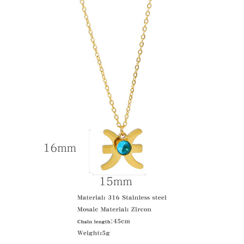 Collana zircone in acciaio inox