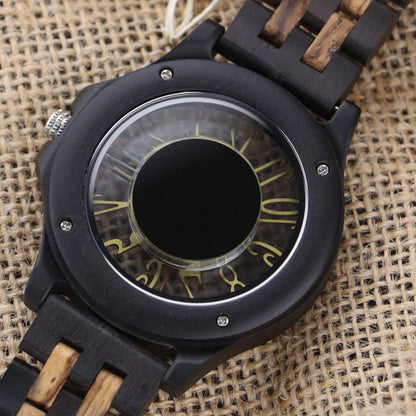 Orologio in noce cinturino pelle