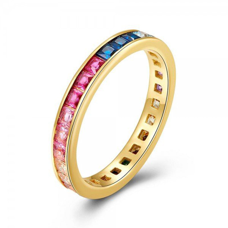 Anello rame con zirconi colorati