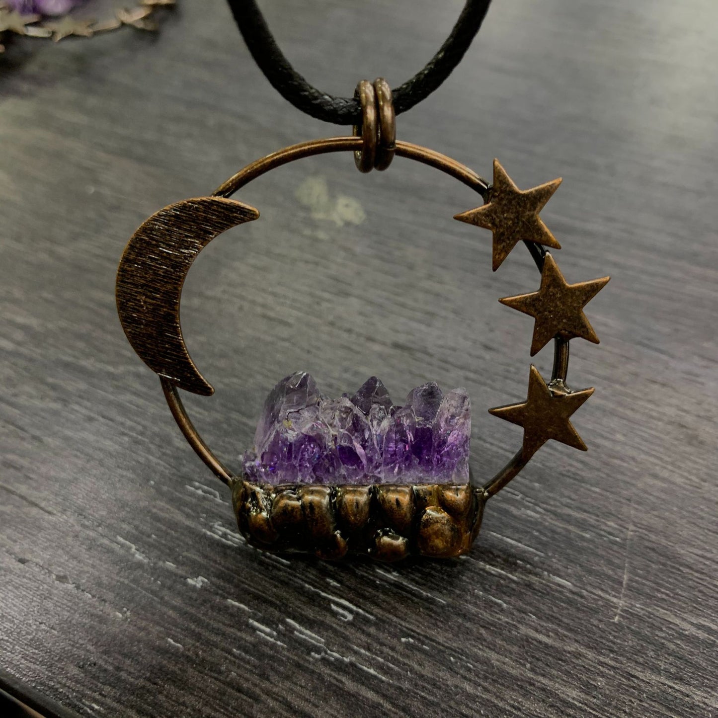 Pendente stella luna ametista