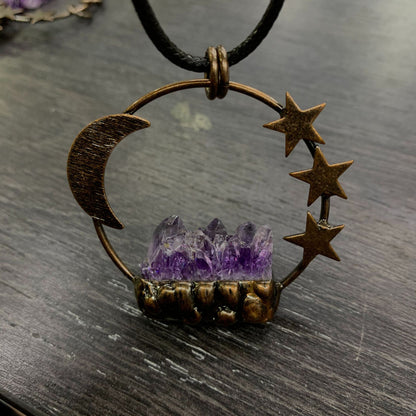 Pendente stella luna ametista