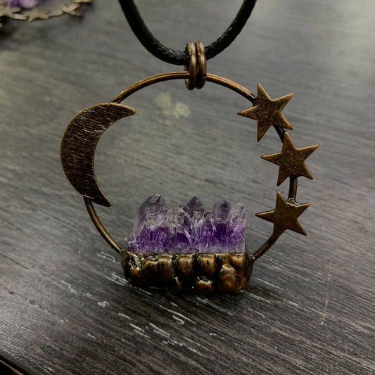 Pendente stella luna ametista