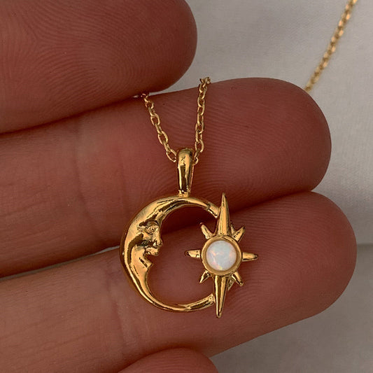 Collana stella luna opale tridimensionale
