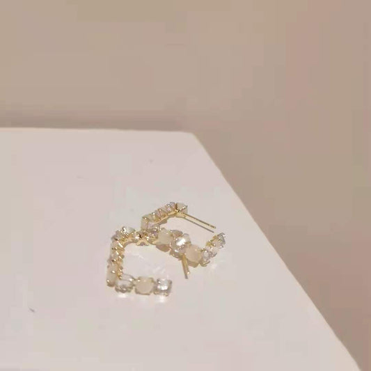 Orecchini geometrici opale diamante