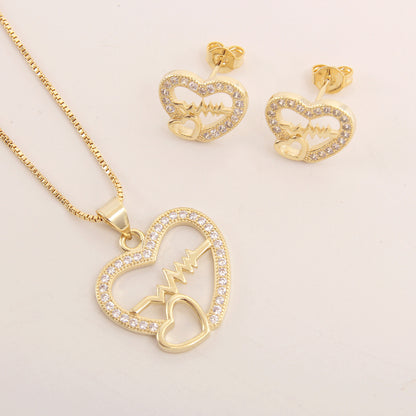 Set collana cuore con zirconi