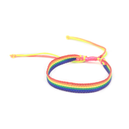Bracciale intrecciato arcobaleno da mano