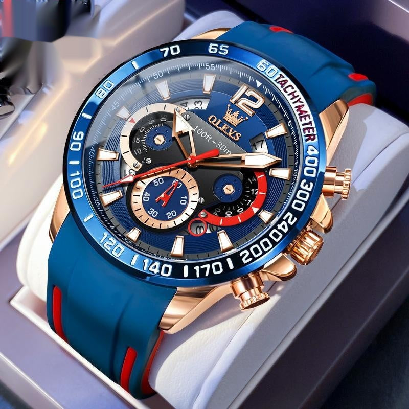 Orologio silicone al quarzo luminoso multifunzione da uomo