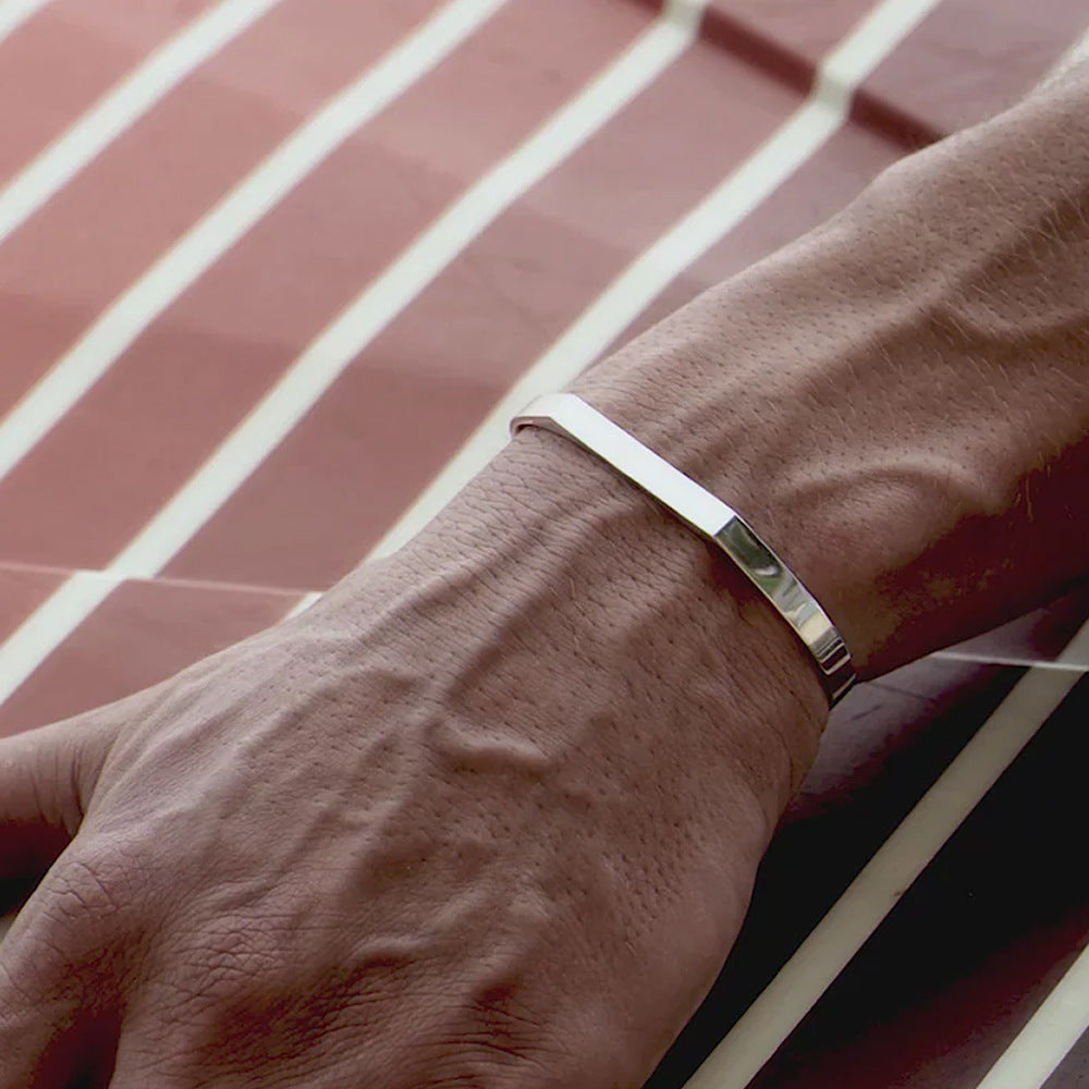 Bracciale acciaio minimalista geometrico