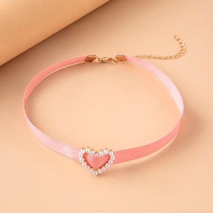 Collana Choker Charm Cuore Perla