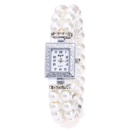 Orologio rettangolare perle