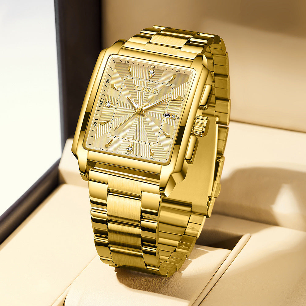 Orologio uomo quadrato acciaio quadrante grande