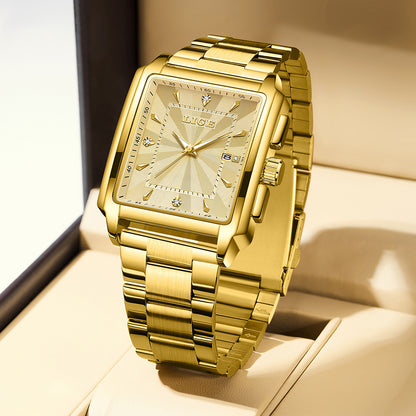 Orologio uomo quadrato acciaio quadrante grande