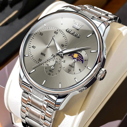 Orologio acciaio multifunzione da uomo impermeabile