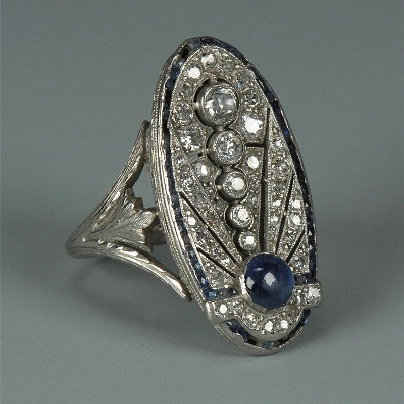 Anello Zircone Blu Retrò