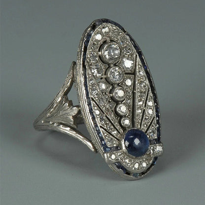 Anello Zircone Blu Retrò